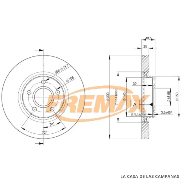 BD3937 DISCO DE FRENO VENTILADO DELANTERO