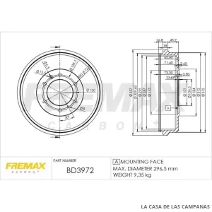 BD3972 CAMPANA DE FRENO TRASERO
