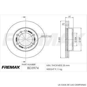BD3974 DISCO DE FRENO DELANTERO