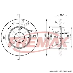 BD3975 DISCO DE FRENO VENTILADO DELANTERO