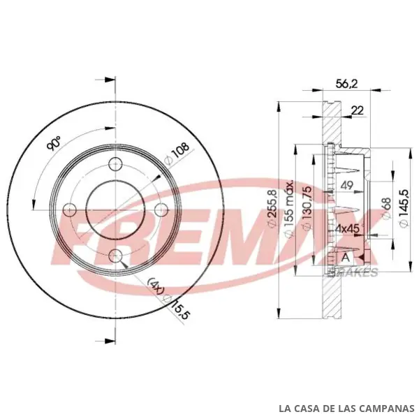BD4013 DISCO DE FRENO DELANTERO