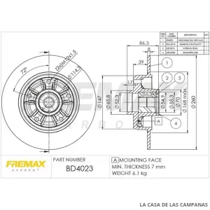 BD4023 DISCO DE FRENO TRASERO