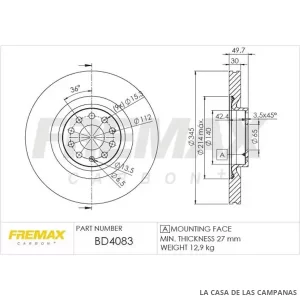 BD4083 DISCO DE FRENO DELANTERO