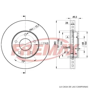 BD4107 DISCO DE FRENO DELANTERO