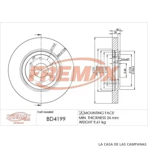 BD4199 DISCO DE FRENO DELANTERO