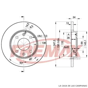 BD4298 DISCO DE FRENO DELANTERO