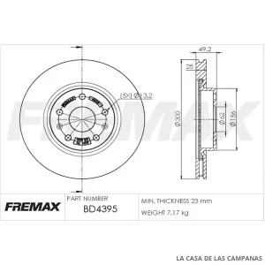 BD4395 DISCO DE FRENO DELANTERO