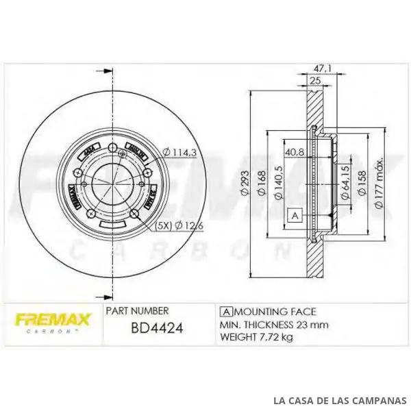 BD4424 DISCO DE FRENO DELANTERO