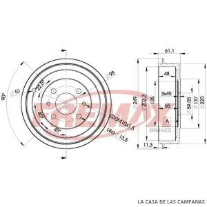 BD4593 CAMPANA DE FRENO TRASERO