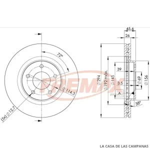 BD4644 DISCO DE FRENO DELANTERO