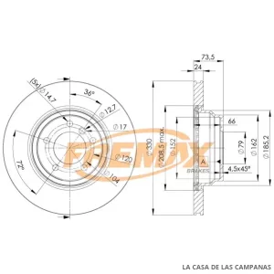 BD4645 DISCO DE FRENO DELANTERO