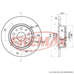 BD4646 DISCO DE FRENO TRASERO