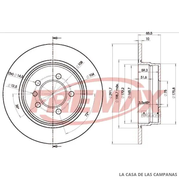 BD4647 DISCO DE FRENO TRASERO