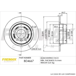 BD4667 DISCO DE FRENO TRASERO