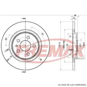 BD4679 DISCO DE FRENO TRASERO