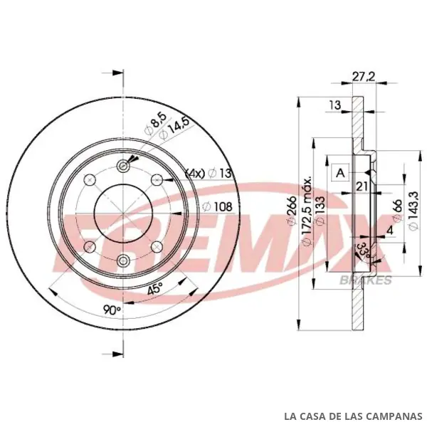 BD4692 DISCO DE FRENO DELANTERO