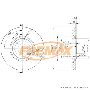 BD4698 DISCO DE FRENO DELANTERO