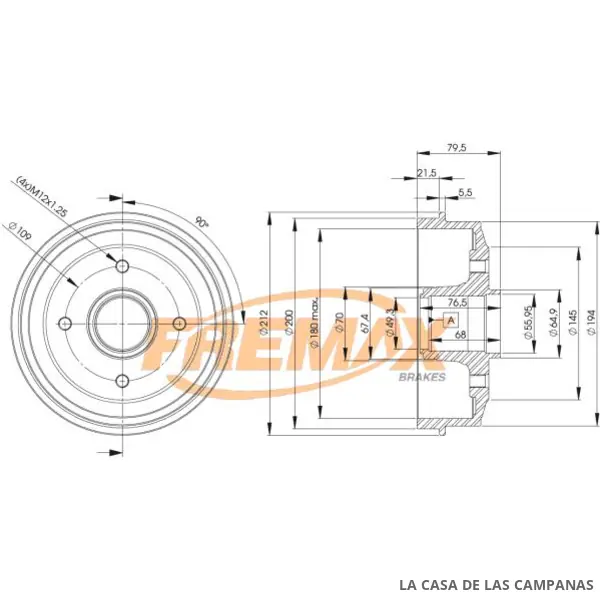 BD4727 CAMPANA DE FRENO TRASERO