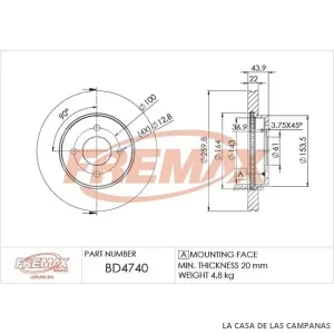 BD4740 DISCO DE FRENO DELANTERO