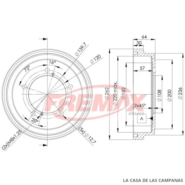 BD4804 CAMPANA DE FRENO TRASERO