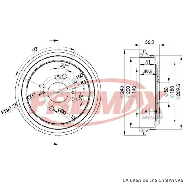 BD4810 CAMPANA DE FRENO TRASERO