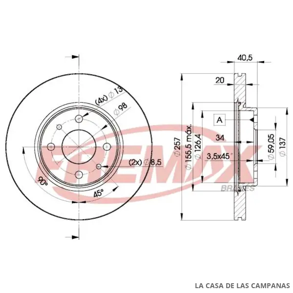 BD5056 DISCO DE FRENO DELANTERO