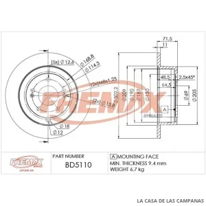 BD5110 DISCO DE FRENO TRASERO