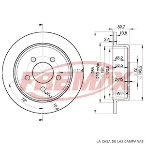 BD5116 DISCO DE FRENO TRASERO