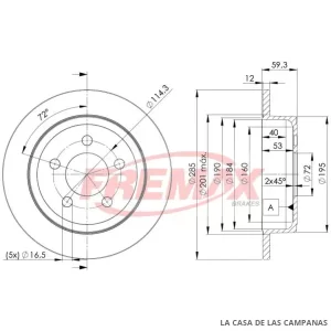 BD5122 DISCO DE FRENO TRASERO