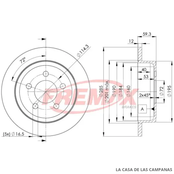 BD5122 DISCO DE FRENO TRASERO