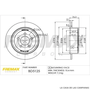 BD5125 DISCO DE FRENO TRASERO