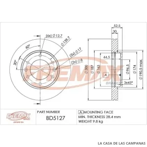 BD5127 DISCO DE FRENO DELANTERO