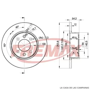 BD5166 DISCO DE FRENO TRASERO