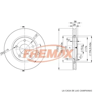 BD5170 DISCO DE FRENO DELANTERO