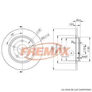 BD5173 DISCO DE FRENO TRASERO