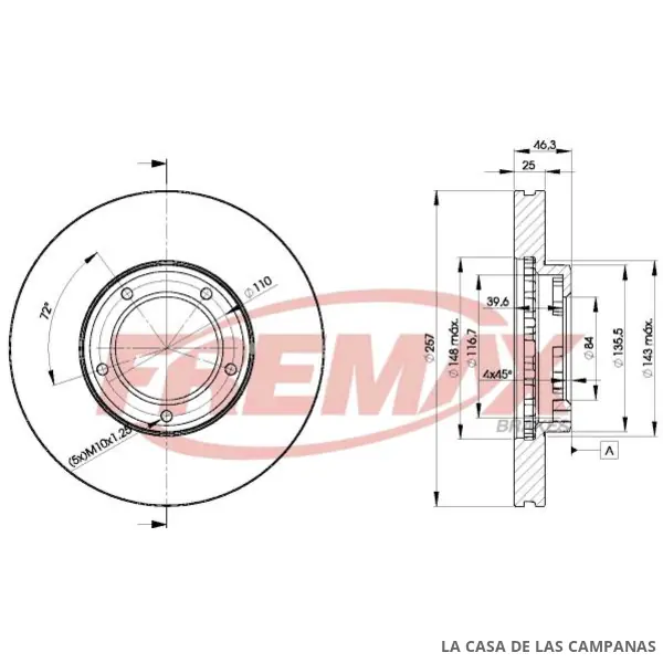 BD5180 DISCO DE FRENO DELANTERO