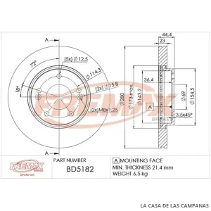 BD5182 DISCO DE FRENO DELANTERO