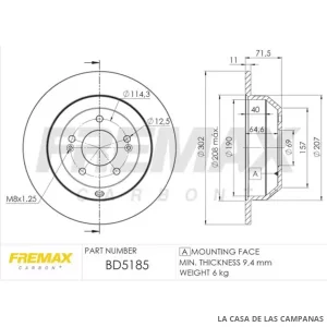 BD5185 DISCO DE FRENO TRASERO