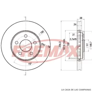 BD5348 DISCO DE FRENO DELANTERO