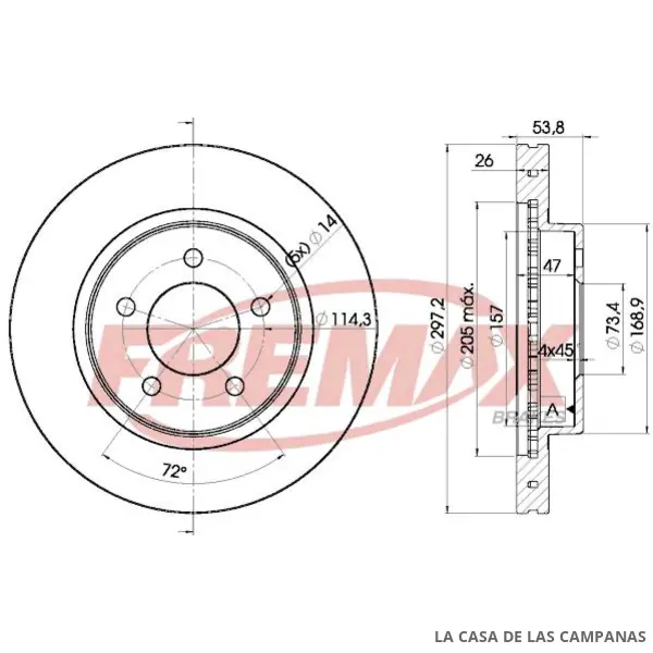 BD5386 DISCO DE FRENO DELANTERO