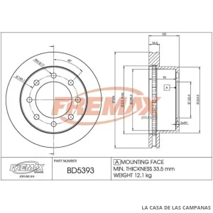 BD5393 DISCO DE FRENO DELANTERO