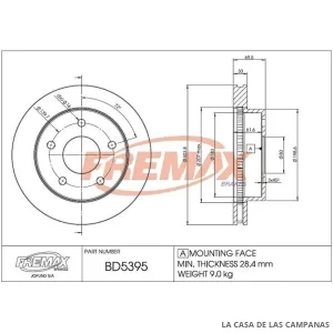 BD5395 DISCO DE FRENO DELANTERO