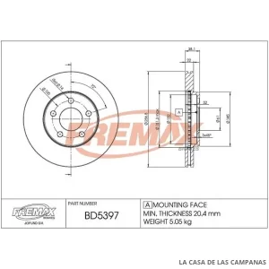 BD5397 DISCO DE FRENO DELANTERO