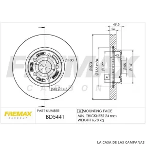 BD5441 DISCO DE FRENO DELANTERO
