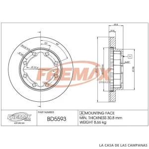 BD5593 DISCO DE FRENO DELANTERO