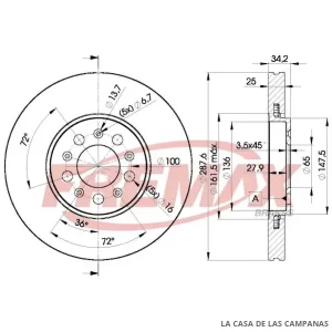 BD5604 DISCO DE FRENO DELANTERO