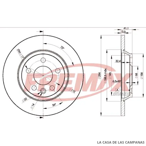 BD5609 DISCO DE FRENO TRASERO