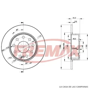 BD5616 DISCO DE FRENO TRASERO