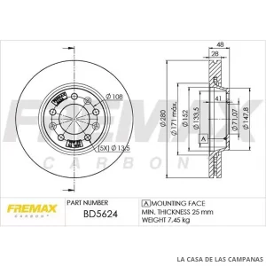 BD5624 DISCO DE FRENO DELANTERO