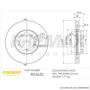 BD5632 DISCO DE FRENO DELANTERO